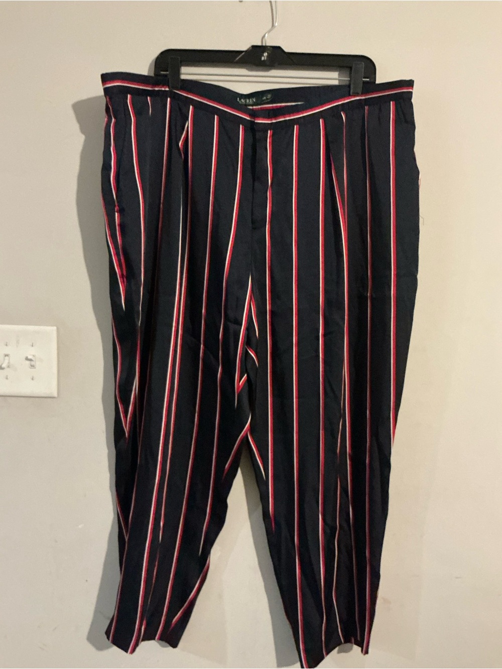 Lauren Ralph Lauren Navy Pants with Red and White Pinstripes